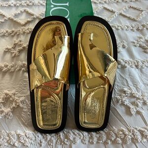J. Crew Gold Slide Sandals